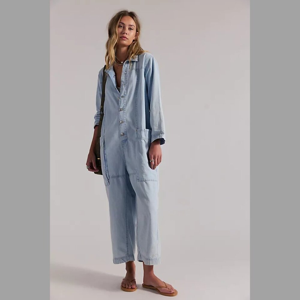 We The Free Margarita Jumpsuit in Light Blue Beam Small
